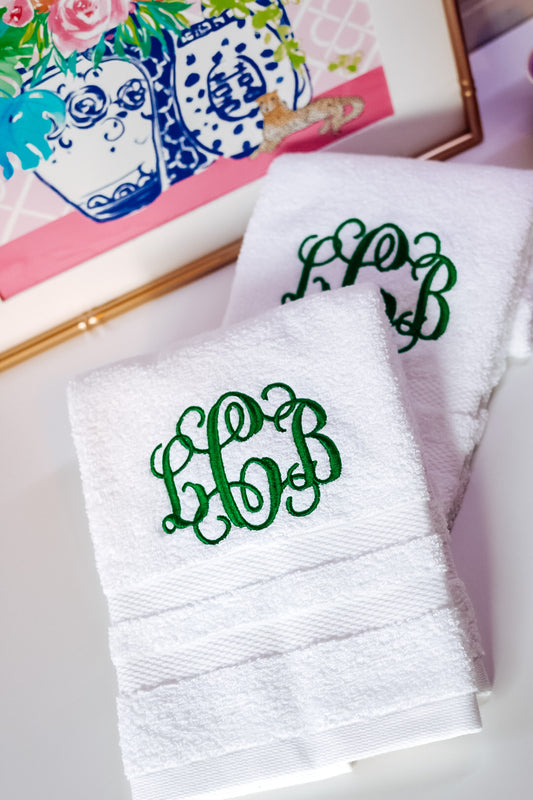 Vine Monogram Embroidered Hand Towel Vine Monogram New Home Personalized Gift Bathroom Decor Custom Towel