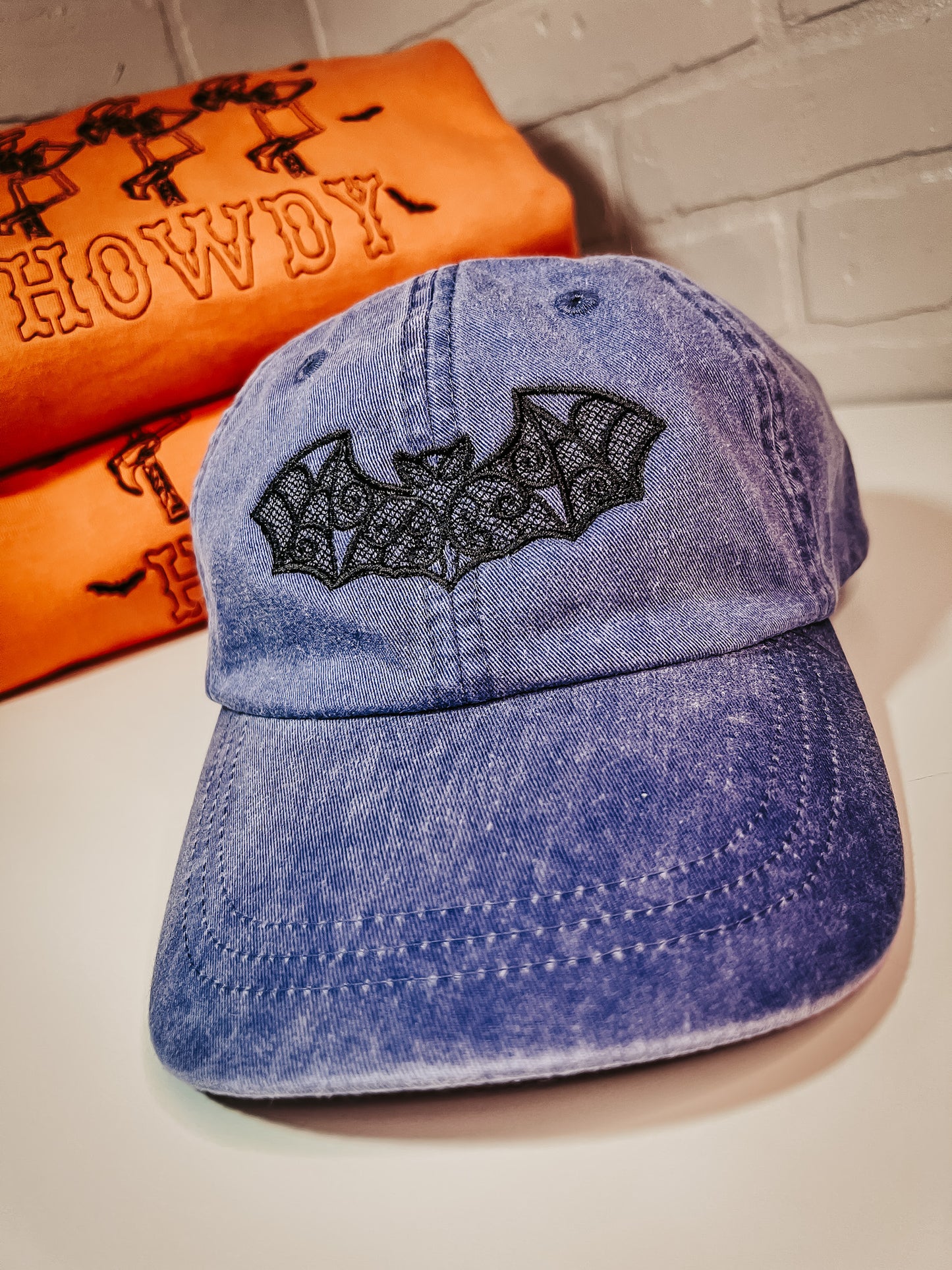 Lace Bat Hat Embroidered Hats Dad Hats Cotton Twill Hats Halloween Hat Batty Spooky Season