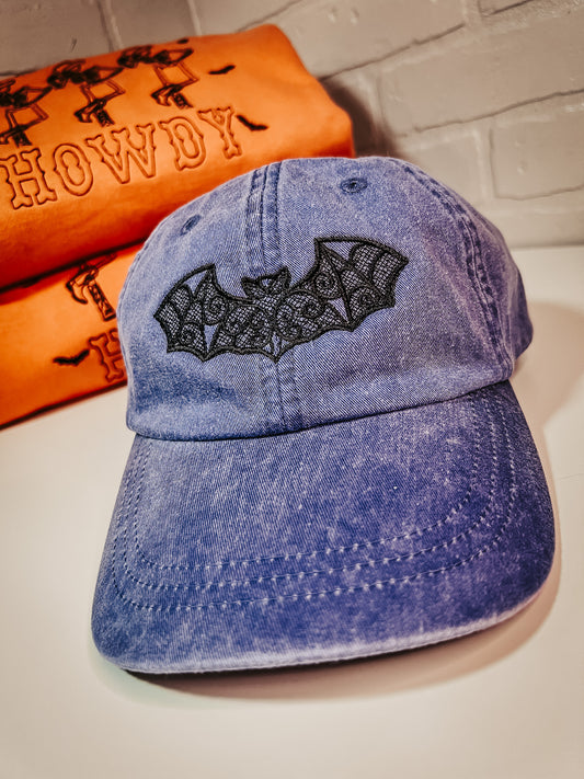 Lace Bat Hat Embroidered Hats Dad Hats Cotton Twill Hats Halloween Hat Batty Spooky Season