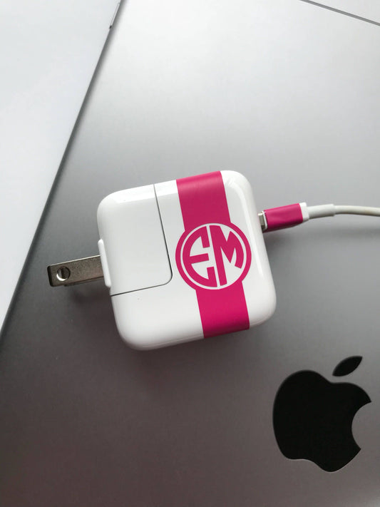 iPad Monogram CHARGER and USB WRAP Decal Monogram Custom Label your Charger iPad iPhone iPod Decal