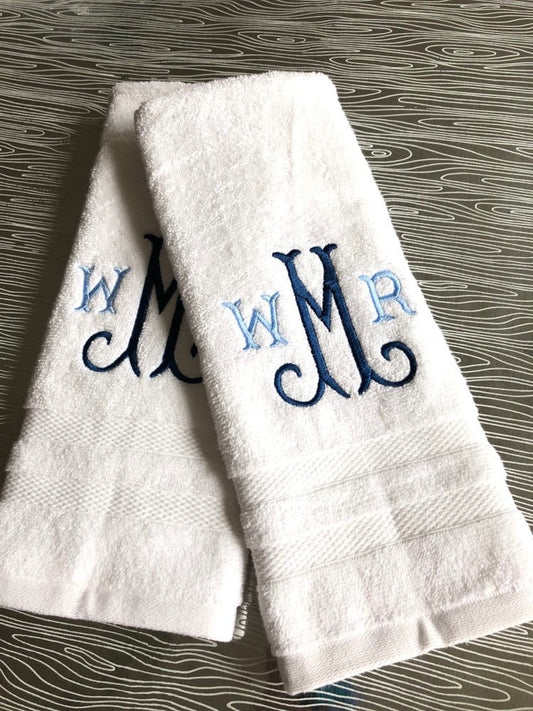 Embroidered MONOGRAM Hand Towel Arabesque Font Monogram New Home Personalized Gift Bathroom Decor Custom Towel