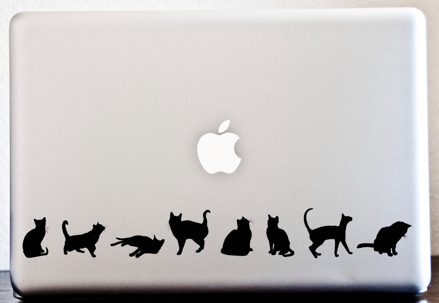 LAPTOP DECAL // Cat Silhouette Stripe Decal Meow Kitty Stickers CAR Decal