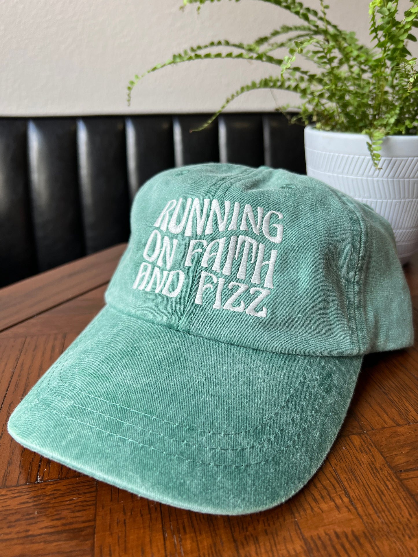 Running on Faith and Fizz Baseball Hat Dad Hat Make It Custom More Colors