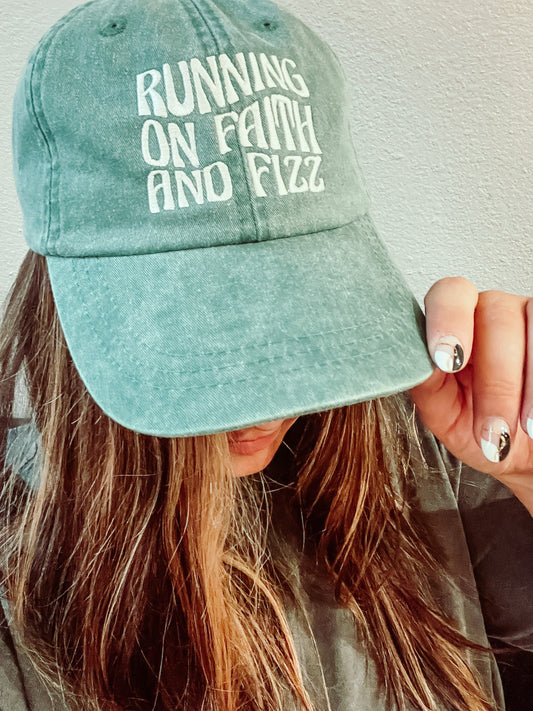 Running on Faith and Fizz Baseball Hat Dad Hat Make It Custom More Colors