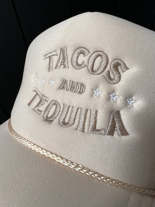 Tacos and Tequila Hat Trucker Hat Bright Green Foam Trucker Foodie Custom Trucker Hats Drinking Vibes Cinco de Mayo