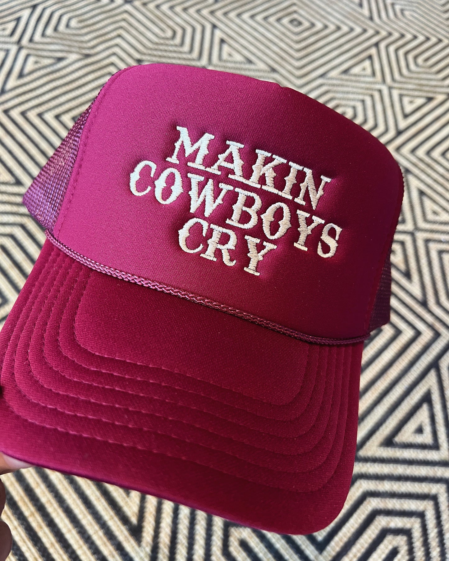 Makin Cowboys Cry Hat Trucker Hat Pink Foam Trucker Moody Girls Custom Trucker Hats Western Vibes