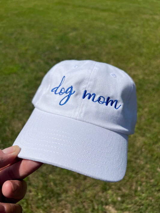 DOG MOM Script Hat Dogs Dog Lover Pet Parent Custom Phrase Unisex Hats Adjustable Baseball Cap