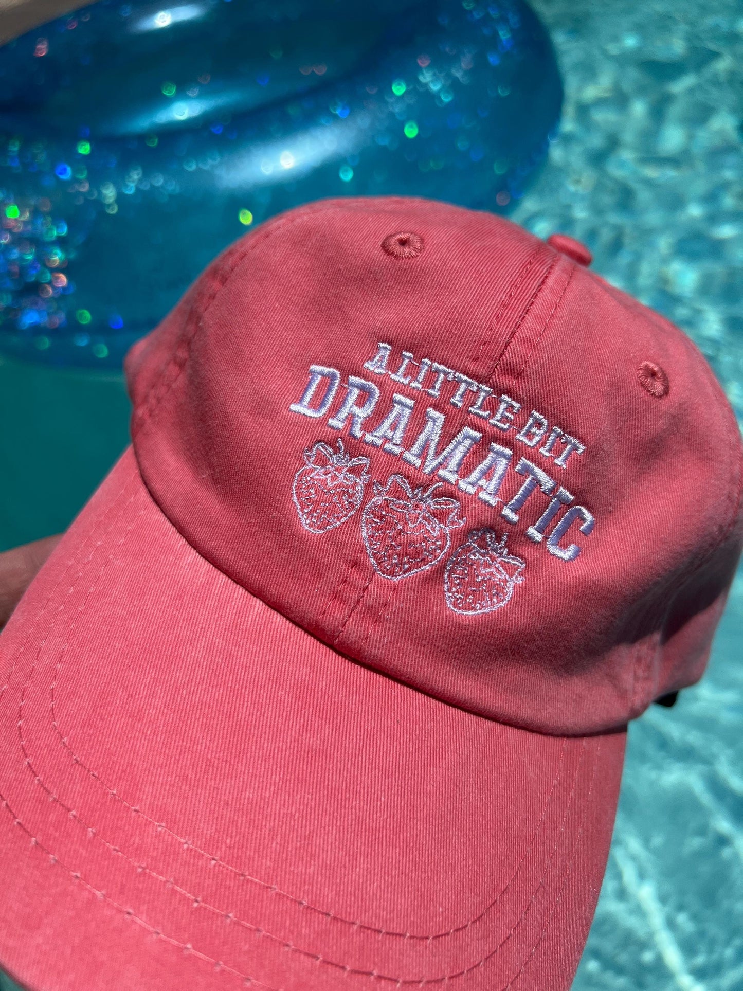 A Little Bit Dramatic Hat Embroidered Hats Dad Hats Cotton Twill Hats Your Logo Custom Phrase Unisex Hats Cute Strawberry Drama Queen