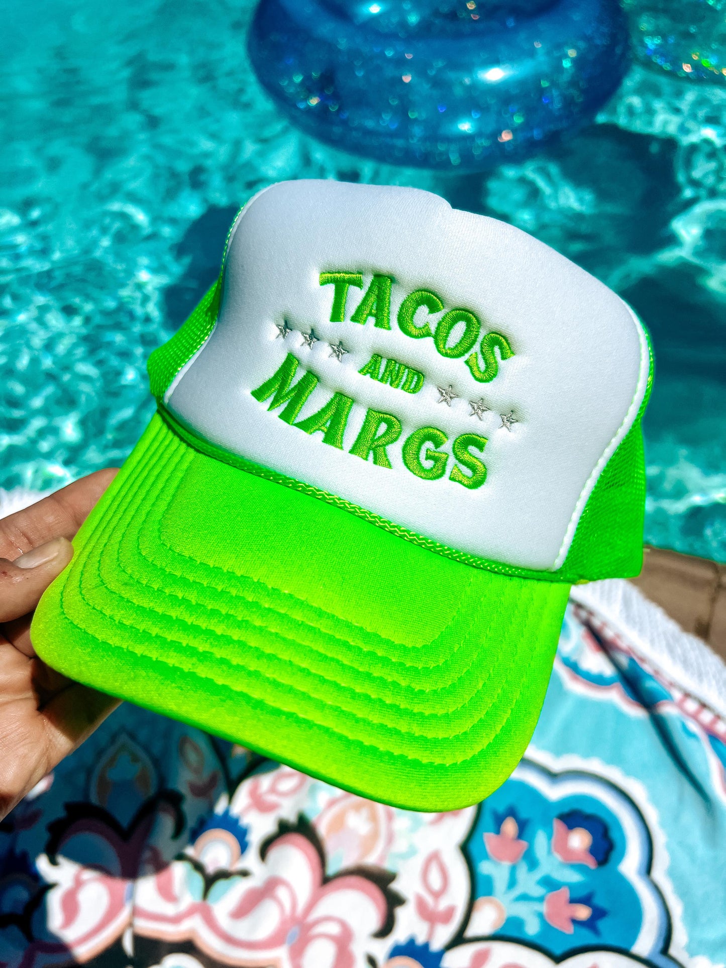 Tacos and Margs Hat Trucker Hat Bright Green Foam Trucker Foodie Custom Trucker Hats Drinking Vibes Cinco de Mayo Taco Tuesday