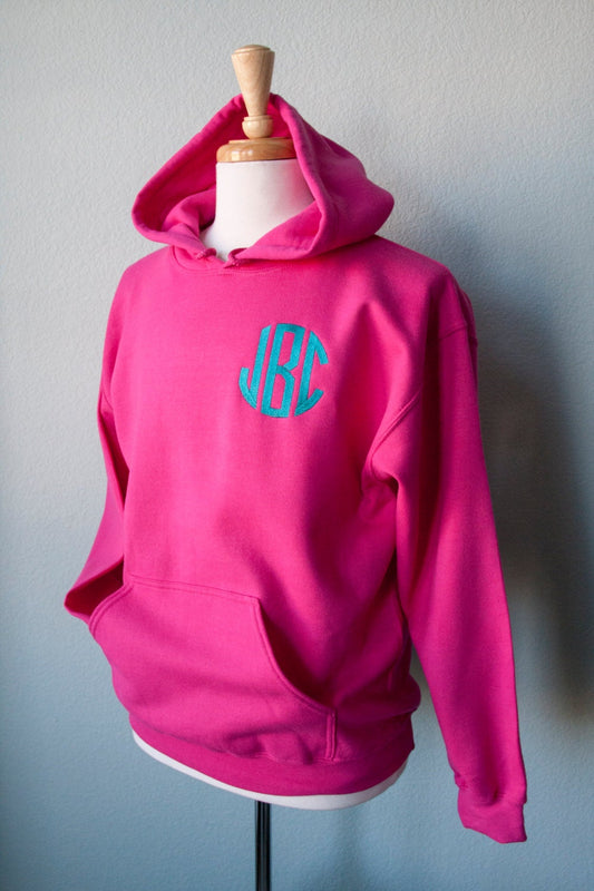 Embroidered Circle Monogram Hoodie Adult Hooded Sweatshirt Monogram Fall Fleece Custom Clothing