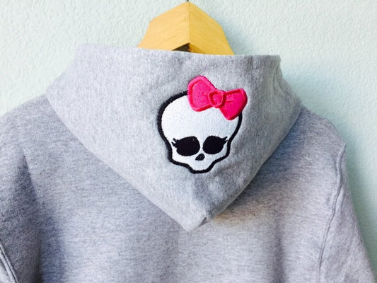 MONSTER HIGH EMBROIDERED Monogram Hoodie Youth Sweatshirt Skullette Bow Youth Sweatshirt