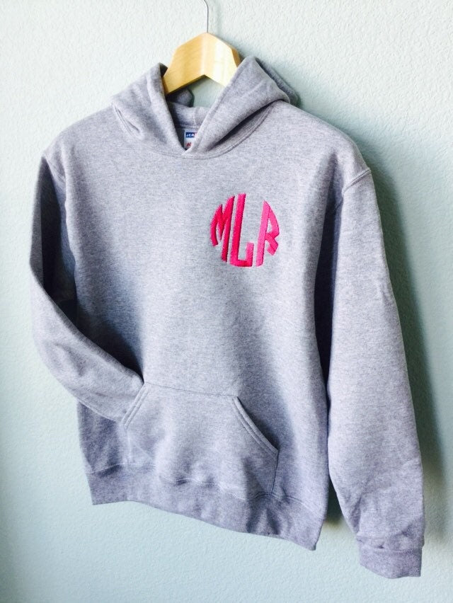 MONSTER HIGH EMBROIDERED Monogram Hoodie Youth Sweatshirt Skullette Bow Youth Sweatshirt