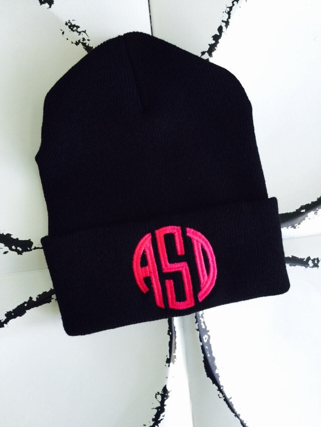 Sorority Beanie YOUR MONOGRAM Beanie Embroidered Slouchy Hat Custom Greek Designs