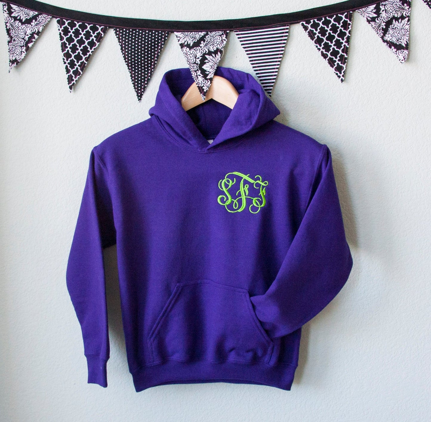 Youth Sweatshirt Embroidered Monogram Hoodie Youth Sweatshirt Vine Monogram Fall Fleece Interlocking Monogram