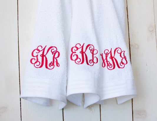 Embroidered MONOGRAM Hand Towel Vine Monogram New Home Personalized Gift Bathroom Decor Custom Towel