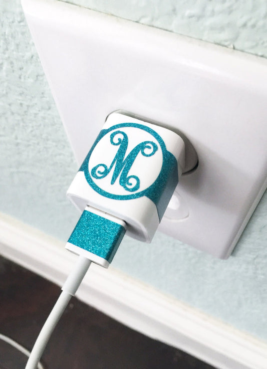 Vine Monogram CHARGER USB WRAP Decal Monogram Custom Label your Charger iPhone iPod Decal